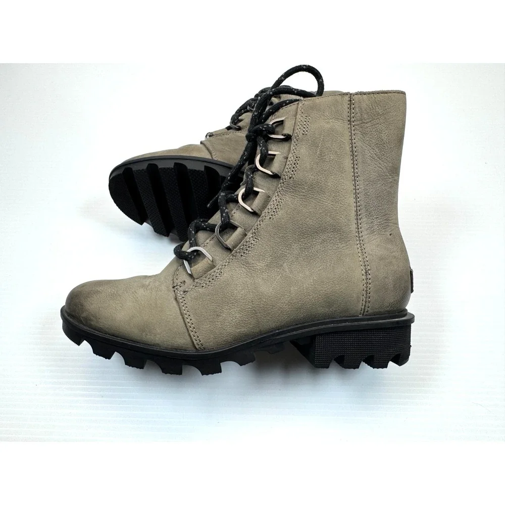 Sorel Phoenix Short Lace Boots ‎ Women 7.5 EUC Leather Waterproof Quarry Comfort